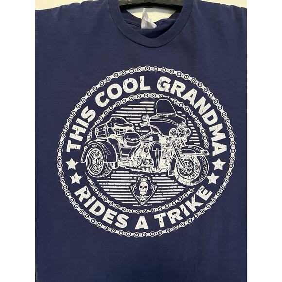 "This Cool Grandma Rides a Trike" Womens T-Shirt by Port & Co Blue Cotton Sz L - Picture 1 of 4
